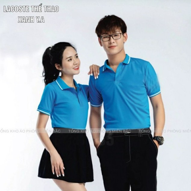 Áo Polo màu Xanh Ya chất liệu Lacoste Thể Thao mềm mịn thoáng mát – Áo thun Nam Nữ có cổ. Nhận IN ẤN theo yêu cầu.