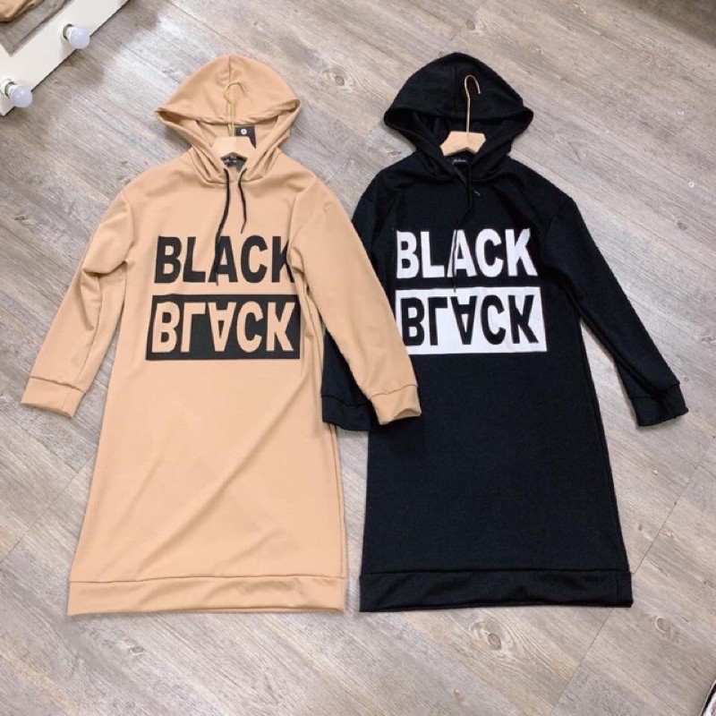 Váy suông hoodie Black trend