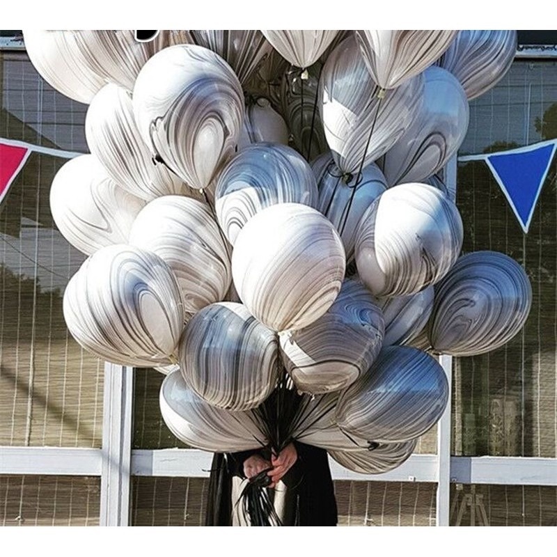 Set 10 Bong Bóng 12 Inch Họa Tiết Vân Đá Nhiều Màu Sắc Dùng Trang Trí Tiệc