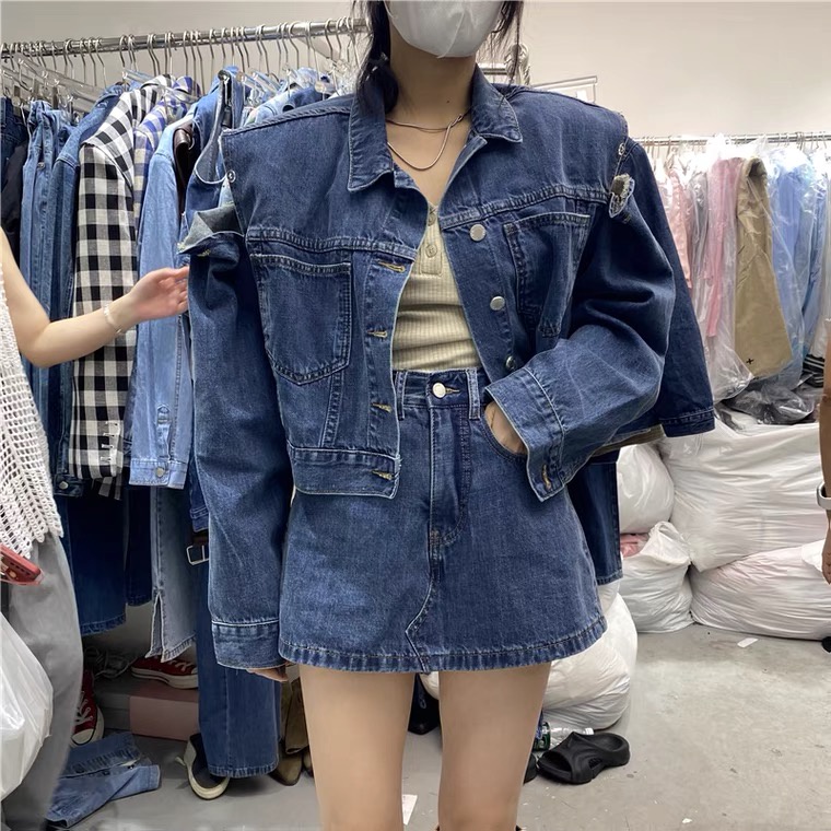 Áo Khoác Jean Cut Vai LSEOUL K0336 Cá Tính Năng Động