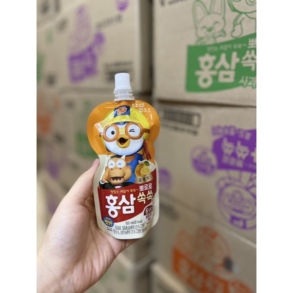 Nước hồng sâm trái cây Paldo Pororo Hàn Quốc - Hộp 10 gói