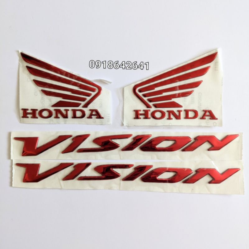 Combo tem chữ Vision đời 2014-2020 và cánh chim Honda nhựa dẻo