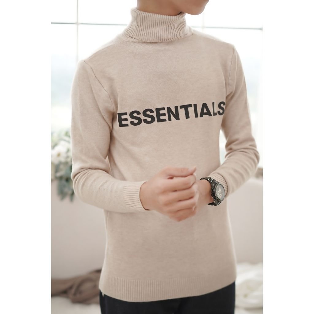 Áo Len Nam nữ cổ lọ dài tay thời trang cao cấp in hình ESSENTIALS phong cách CALAA FASHION AL01