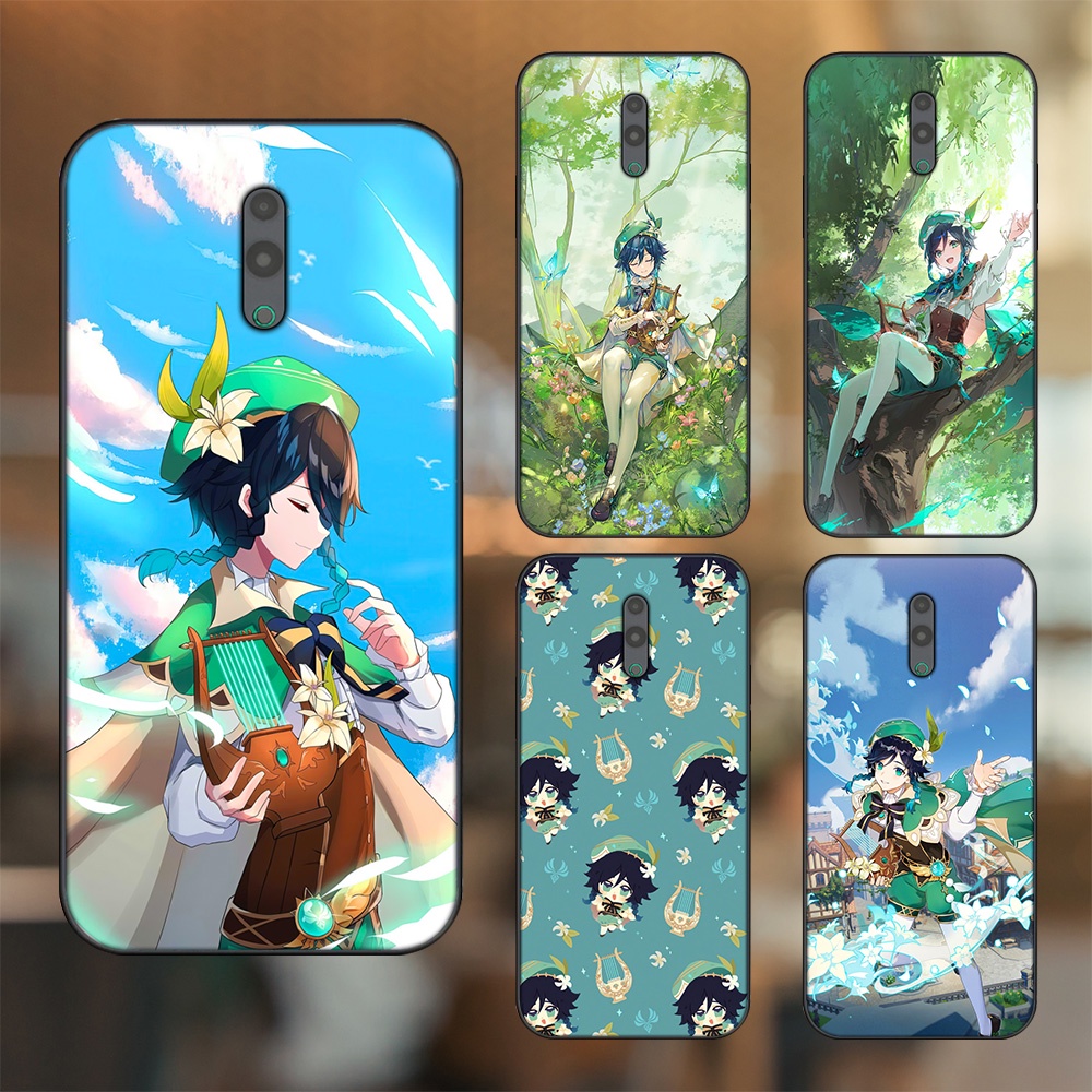 Ốp lưng Oppo Reno viền đen in hình Venti Genshin Impact
