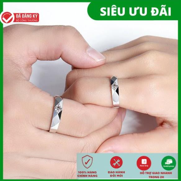 valentine  Nhẫn Nam Nữ Kim Cương Một Cặp Tình Nhân Trang Sức Bạc Mạ Bạch Kim Thời Trang Hàn Quốc .