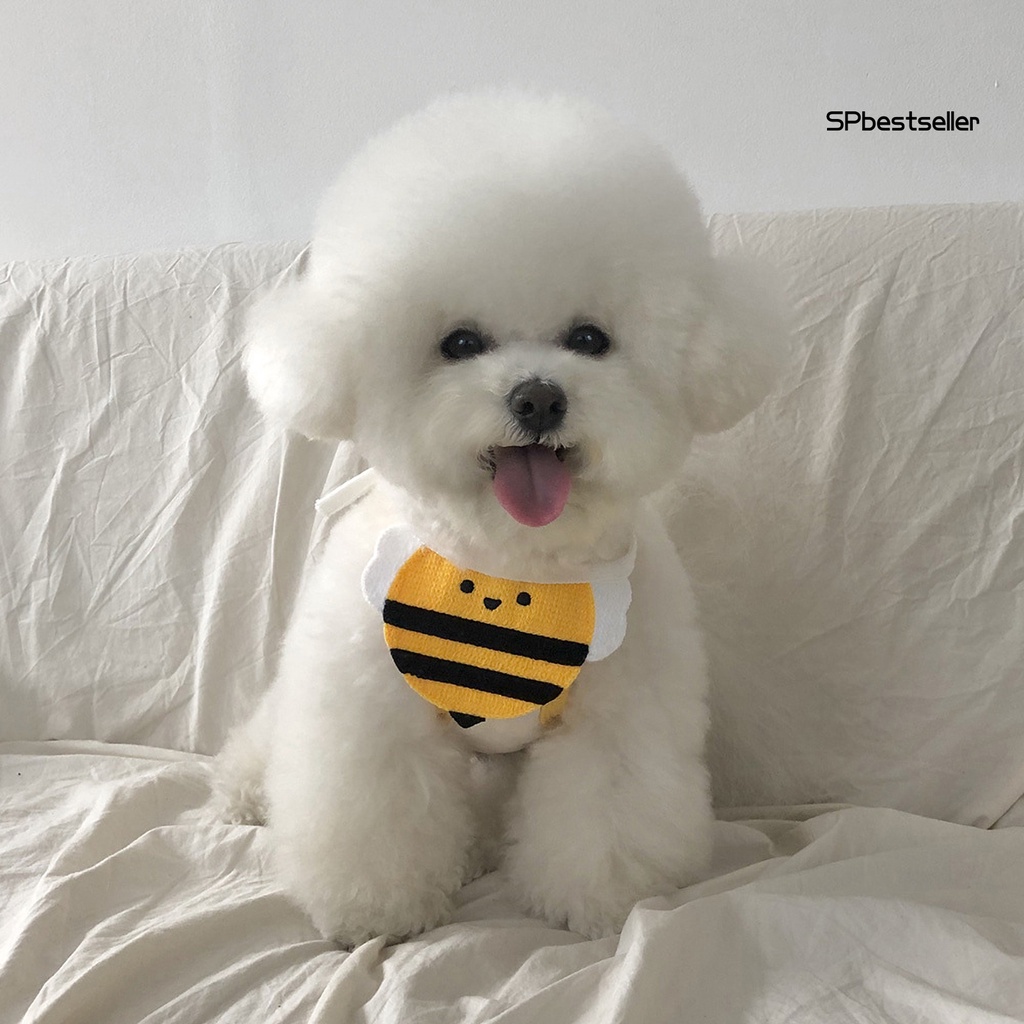 Yếm ăn dệt kim hình chú ong/ bông hoa dễ thương cho thú cưng