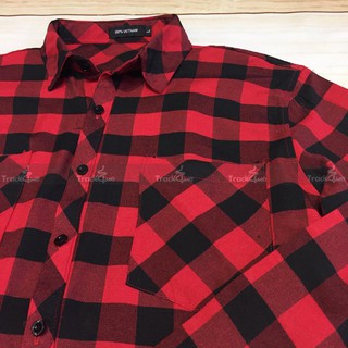 Áo Sơ Mi Flannel Caro Đỏ Đen
