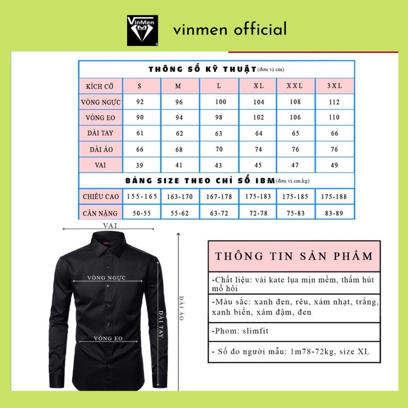 Áo sơ mi nam tay dài công sở dáng vừa vải lụa không nhăn thấm hút mồ hôi