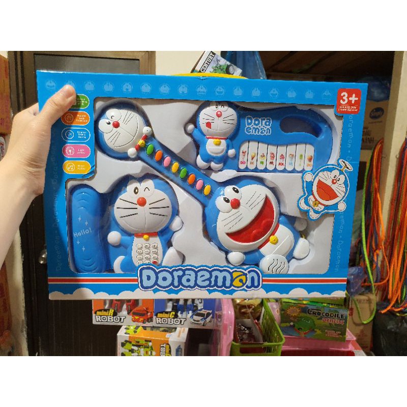 Đồ chơi đàn Doraemon 3 món (tặng kèm pin)/ đồ chơi Đô rê mon