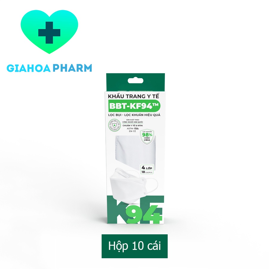Khẩu trang y tế Bông Bạch Tuyết BBT-KF94 (Kiểu dáng KF94) - Hộp 10 cái