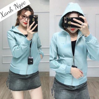 ÁO KHOÁC NỮ, ÁO KHOÁC DÙ 2 LỚP CÓ NÓN LOGO NK THÊU TAY XÉO ĐỘC ĐẸP LẠ