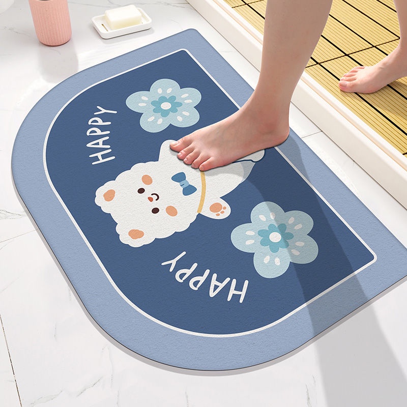 Thảm lót cửa chùi chân Chống Trượt Thấm Hút Tốt Nhanh Khô Họa Tiết Hoạt Hình Đáng Yêu