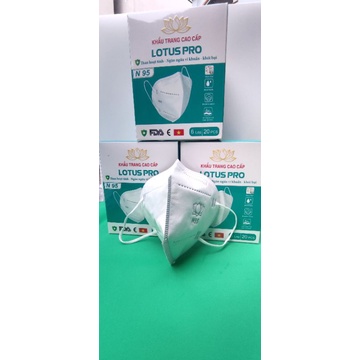 Khẩu trang N95 chính hãng  LOTUS PRO than hoạt tính phủ Nano bạc, 6 lớp kháng khuẩn bảo vệ sức khoẻ ( hộp 20 chiếc )