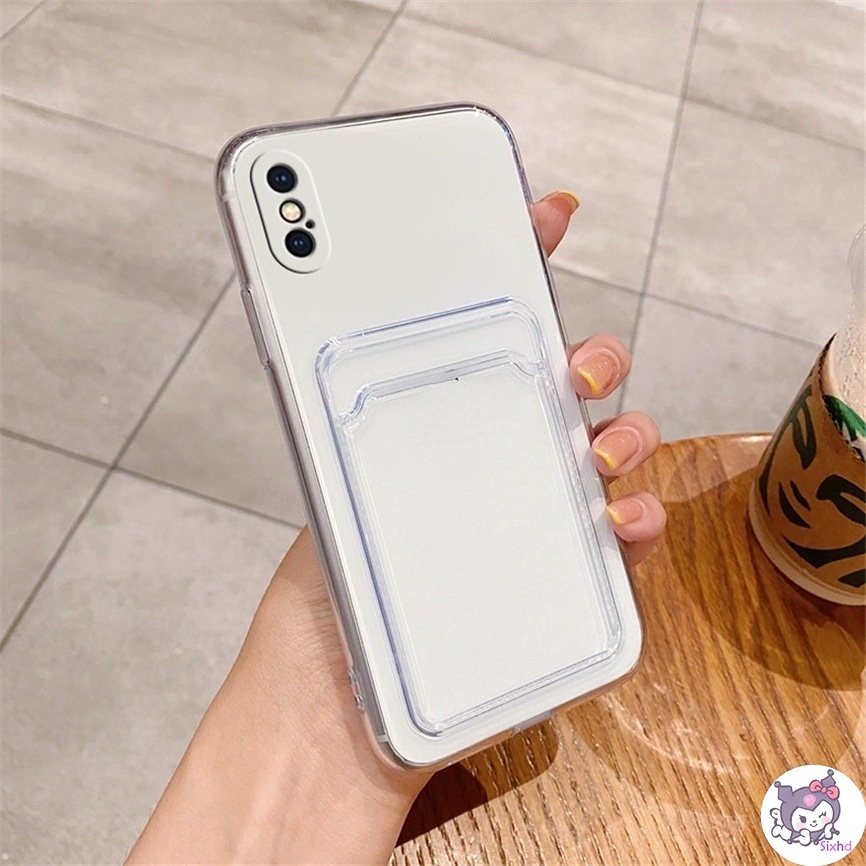 Ốp Lưng Transparent Card Holder Case Compatible For iPhone 7 8Plus X Xs Xr For iPhone 15 11 14 13 12 Pro Max SE2020 Xs Max Casing Ins Put In Card Photos Soft TPU Shockproof Back Cover