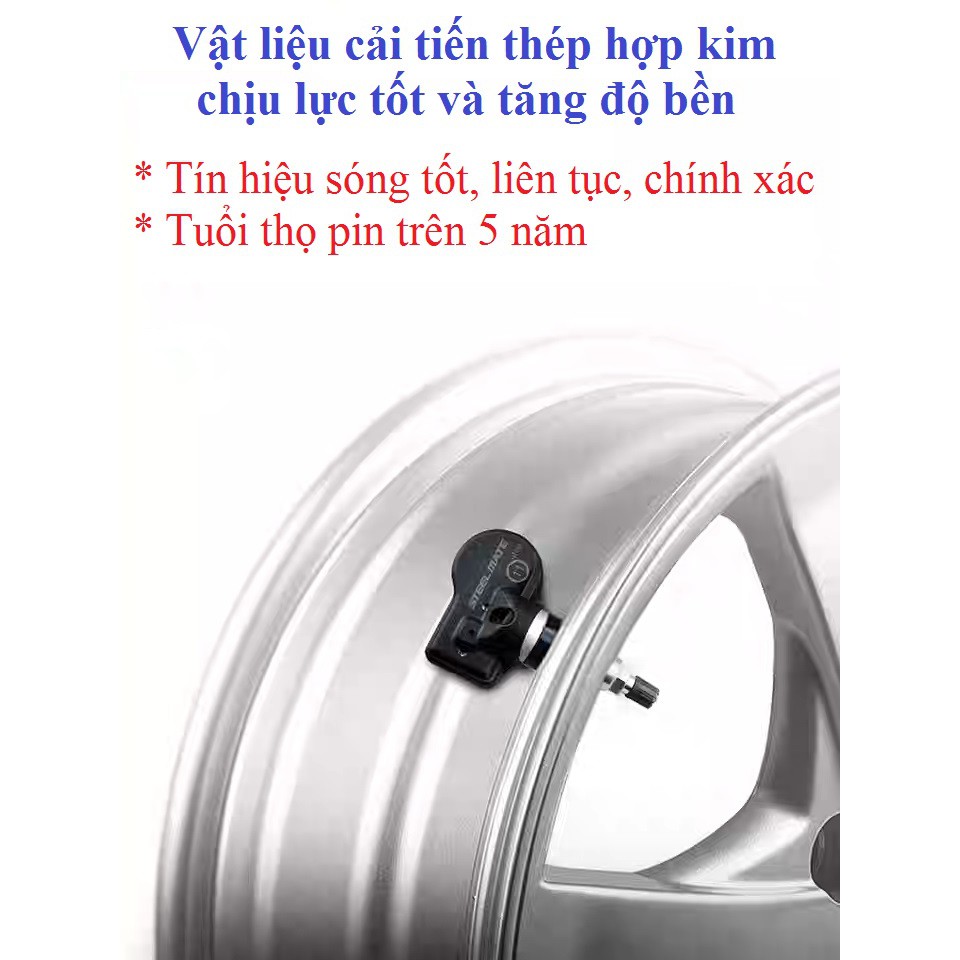 Cảm biến áp suất lốp Steelmate E3 van trong &amp; van ngoài, chuẩn ZIN, full box