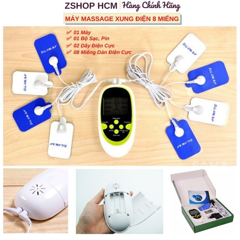 Máy Massage [FREESHIP] Máy Massage Xung Điện 8 Miếng Đa Chức Năng Bảo Hành 1 Đổi 1