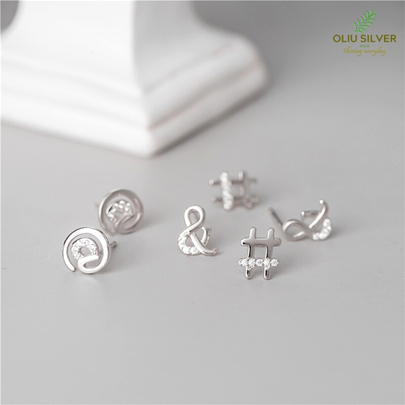 Bông Tai Bạc S925 Ký Tự @#&amp; Dễ Thương Trẻ Trung Cá Tính | Khuyên Tai Nữ Trang Sức Bạc Thời Trang