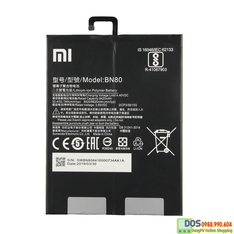 Pin máy tính bảng xiaomi mipad 4 plus, thay pin xiaomi mipad 4 plus bn80