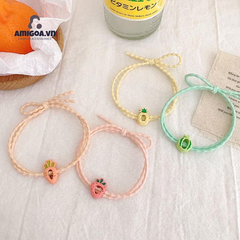 ✨✨Dây cột tóc cao su đính phụ kiện hoa/ gấu/ trái cây dễ thương