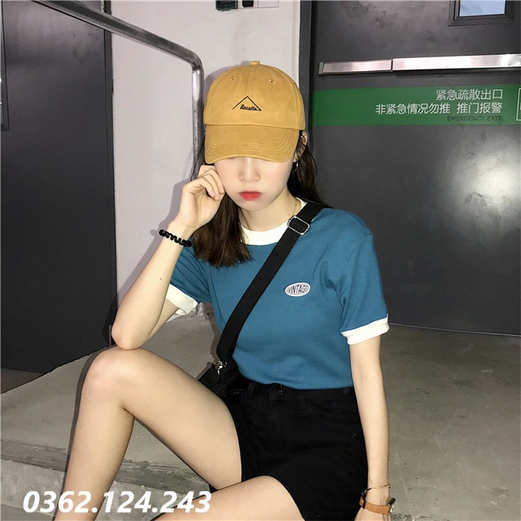 BÁN SỈ Áo phông chữ vintage dáng ôm croptop