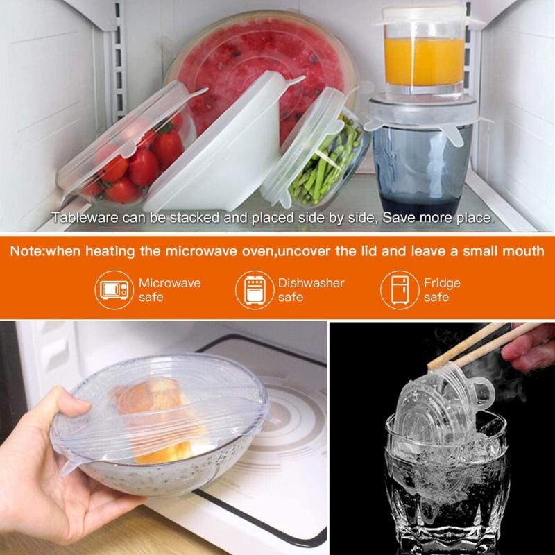 Bộ 6 nắp silicone HDOORLINK đậy tô chén bảo quản thực phẩm tươi ngon