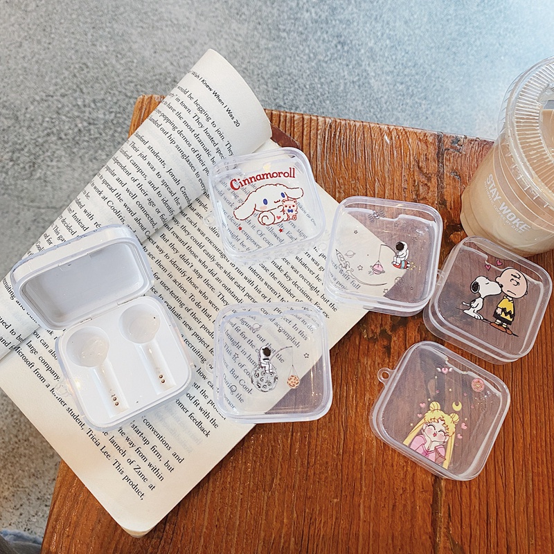 Vỏ bảo vệ hộp sạc tai nghe không dây Mi True 2 Xiaomi Air 2 bằng TPU trong suốt hình phi hành gia/ thuỷ thủ mặt trăng