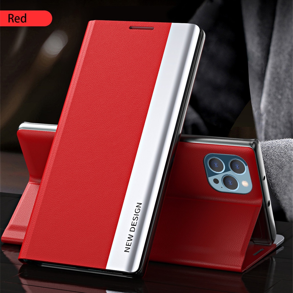 Bao Da Điện Thoại Nắp Lật Kèm Ngăn Đựng Thẻ Khóa Nam Châm Cho iPhone 6 6S 7 8 Plus 11 Pro Max 12 13 Mini XS XR X SE 2020 2022
