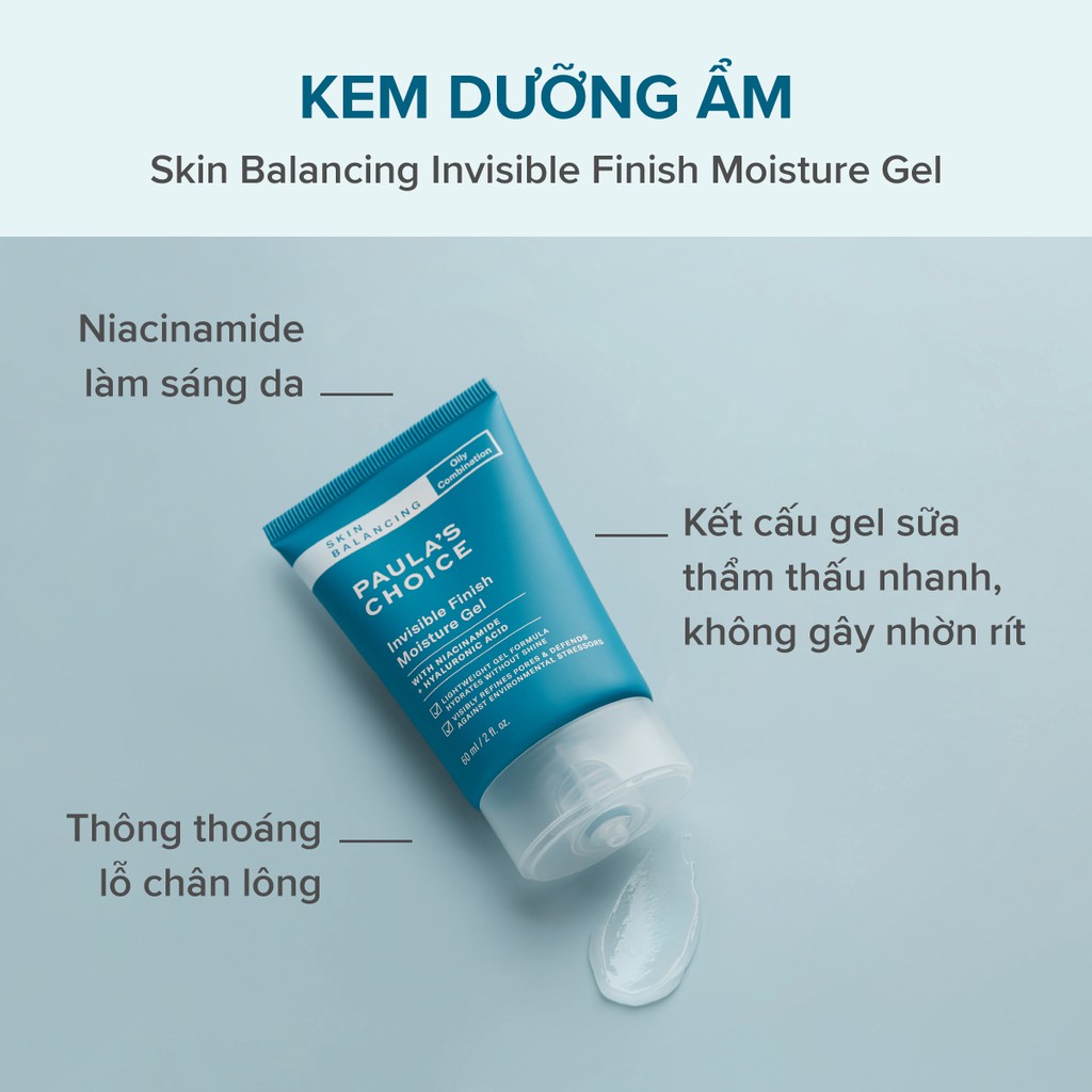 [PAULA'S CHOICE] Gel Dưỡng Ẩm Da Dầu Và Thu Nhỏ Lỗ Chân Lông Skin Balancing Invisible Finish Moisture Gel 60ml (Mã 3400)