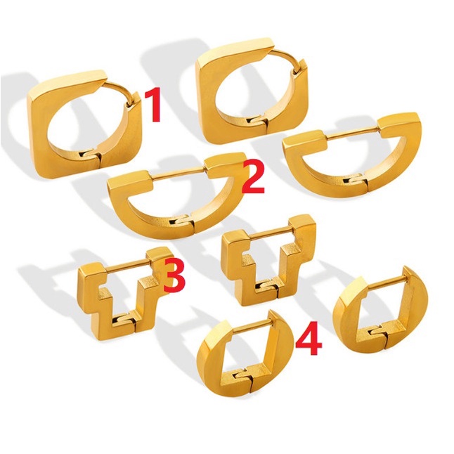 Bông Tai Khoen Hình Học Titan Ko Đen TT 4244