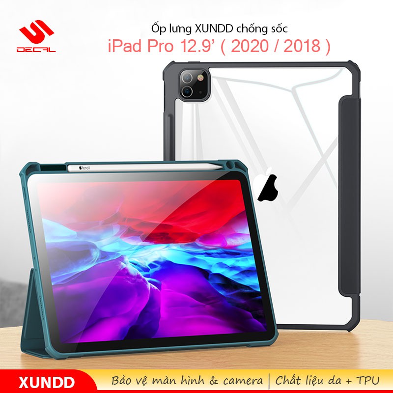 Ốp lưng XUNDD iPad Pro 12.9' (2020 / 2018), Chống trầy, Chống sốc, Mặt lưng trong, Kiểu bao da mới