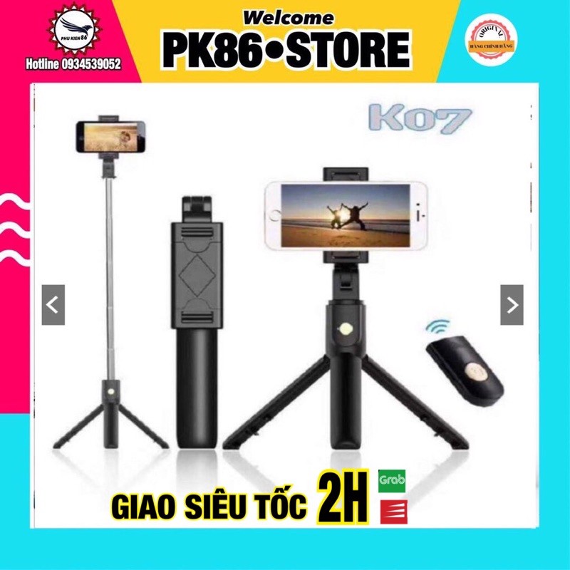 Gậy chụp ảnh, tripod, cây tự sướng kêt nối bluetooth, giá đỡ 3 chân k07