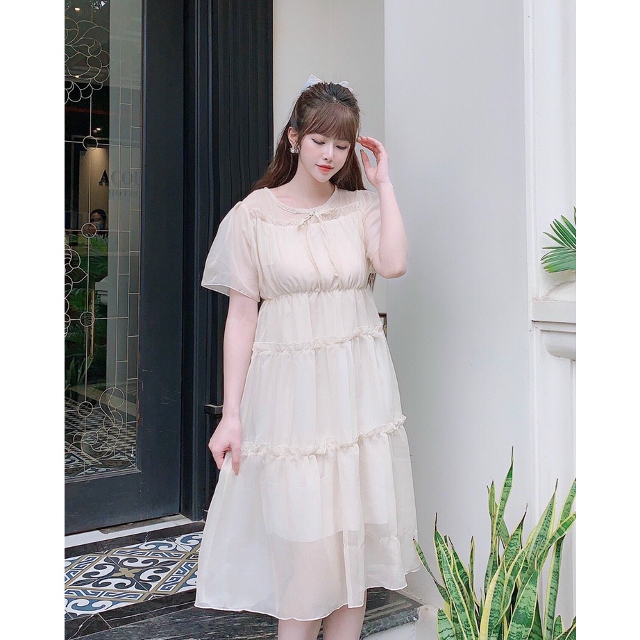 Đầm bầu dáng xòe bồng bềnh,váy bầu chất liệu voan lót lụa cao cấp thoáng mát, nhẹ tênh Tkutrang