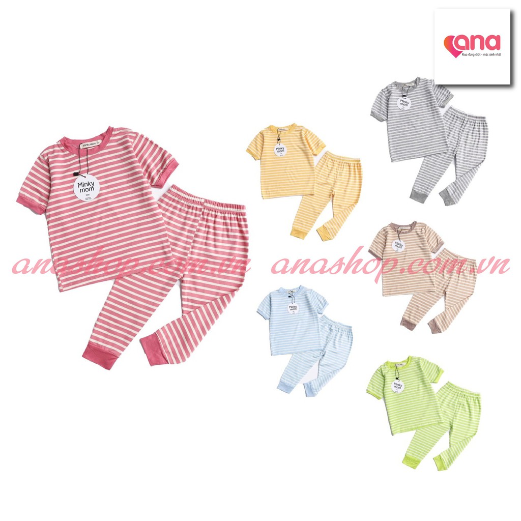 Bộ Áo Cộc Tay Ngắn Quần Dài Cho Bé [Trợ Giá] Quần Áo Cho Bé Trai gái Kiểu Dáng ALIBABA KẺ NGANG Minky Mom thun lạnh