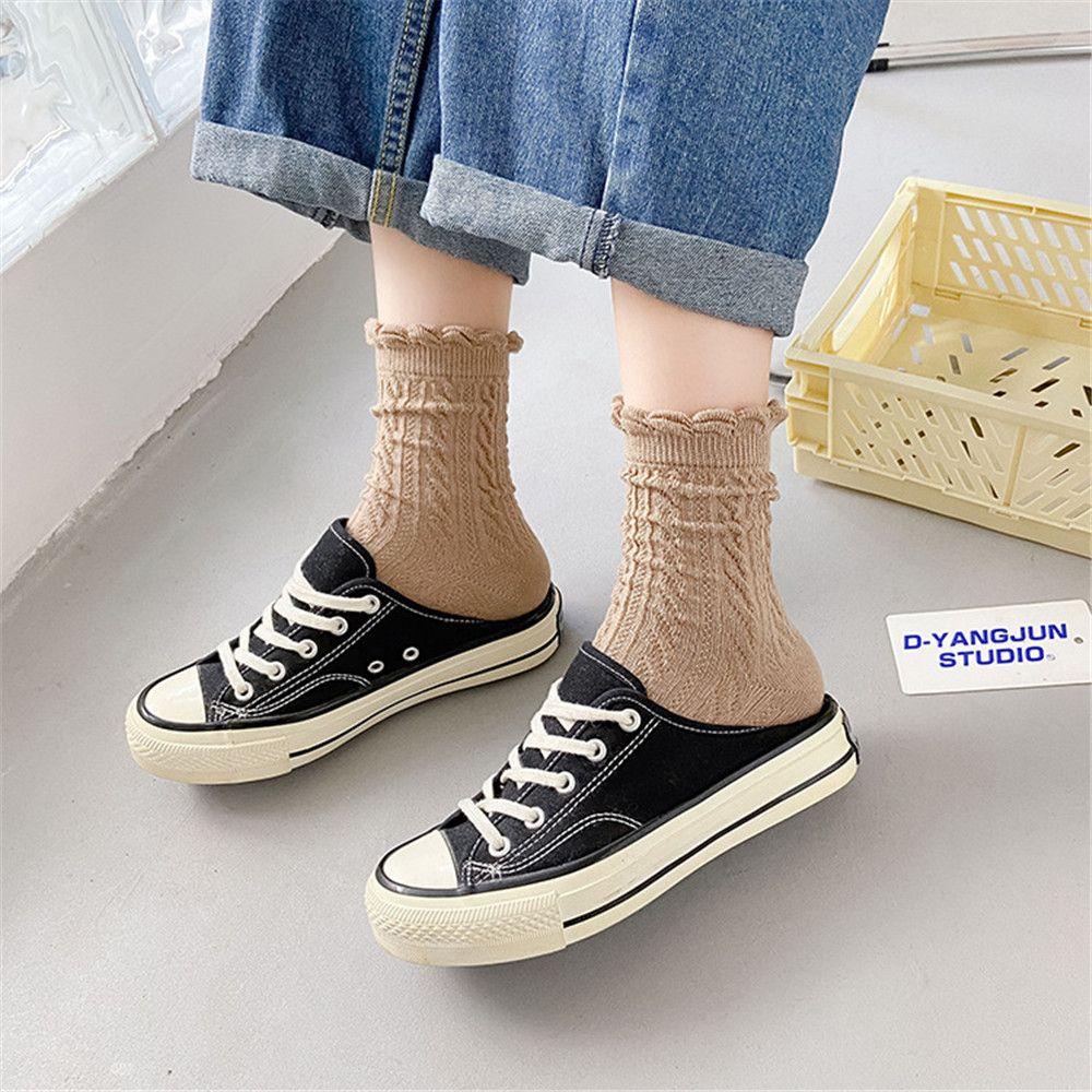 Vớ Ren Thoáng Khí Màu Trơn Phong Cách Lolita Dành Cho Nữ