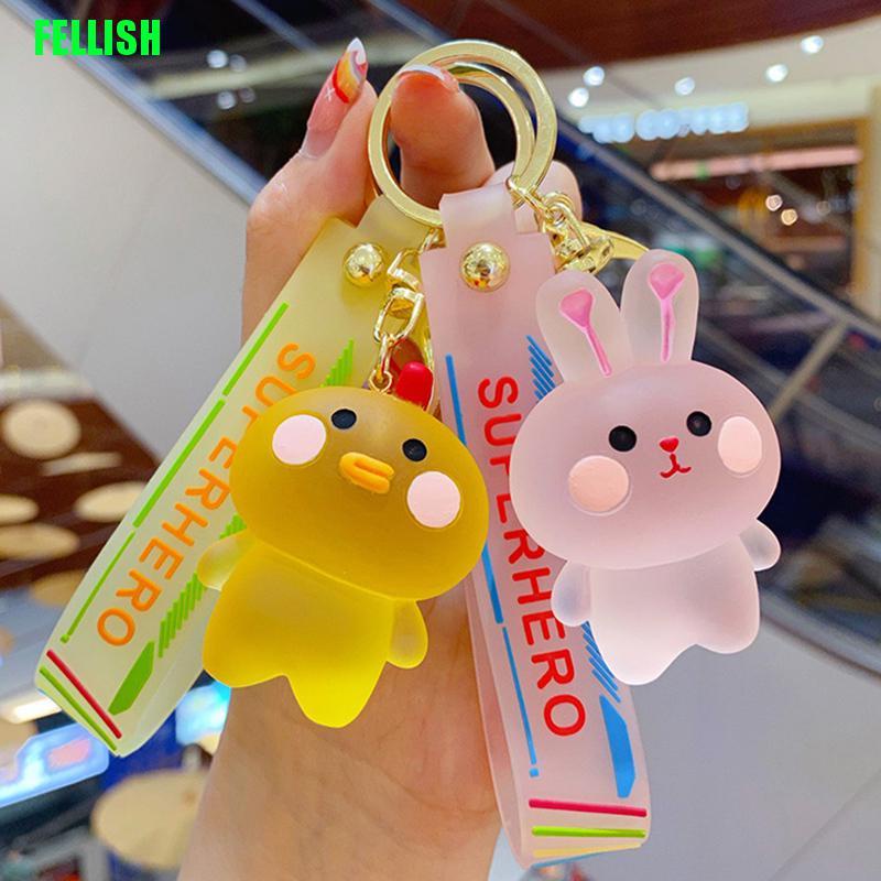 Móc Chìa Khóa Hình Gấu / Ếch Trong Suốt Đính Pha Lê Dễ Thương