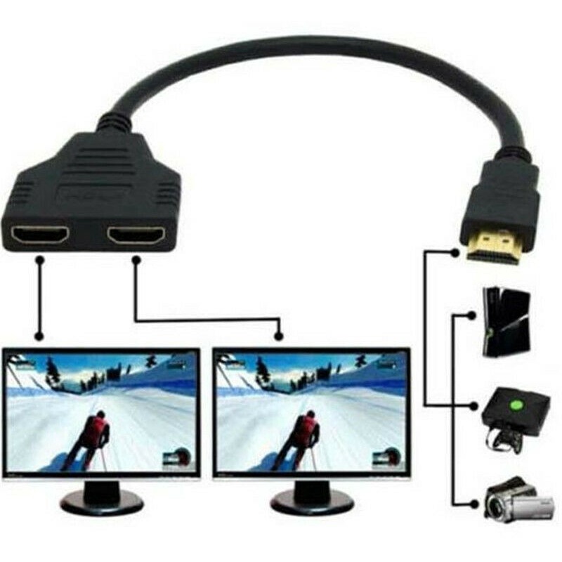 Hình ảnh Dây cáp chuyển đổi DIYMORE chia 2 cổng HDMI 1080P đầu cắm sang lỗ cắm 2 trong 1 #1