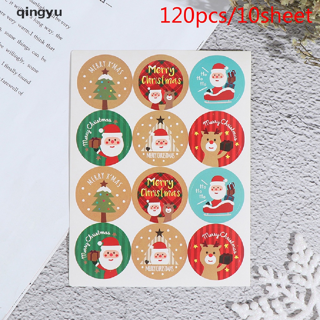 Bộ 120 Miếng Dán Trang Trí Hộp Quà Giáng Sinh Xinh Xắn