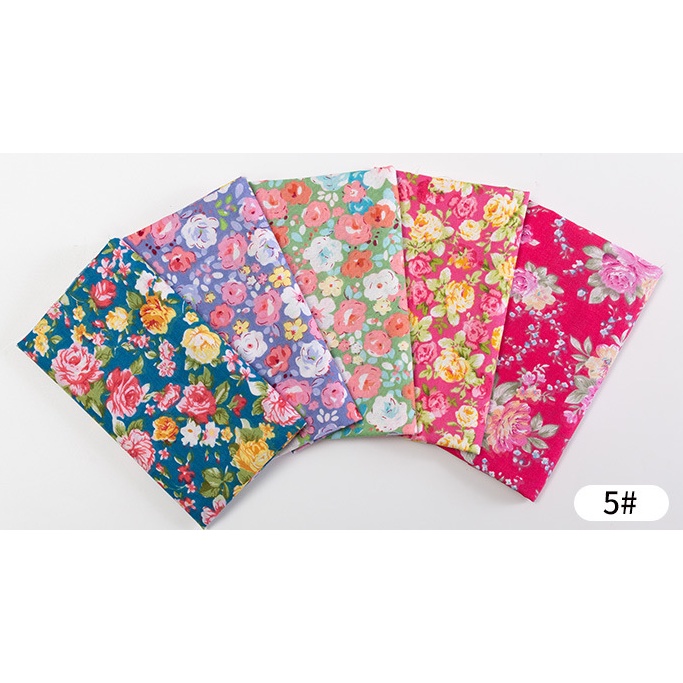 Set 5 Tấm Vải Cotton LÀM DIY Họa Tiết Hoa NGẪU NHIÊN Tự May Vá Đồ Thủ Công-  BÁCH HÓA NA NA