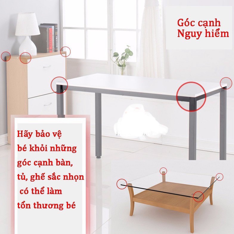 ❌❌Bộ 4 Miếng Dụng Cụ Silicone Chặn Và Bịt Góc Bàn Tủ Cửa Bảo Vệ Bé 88258