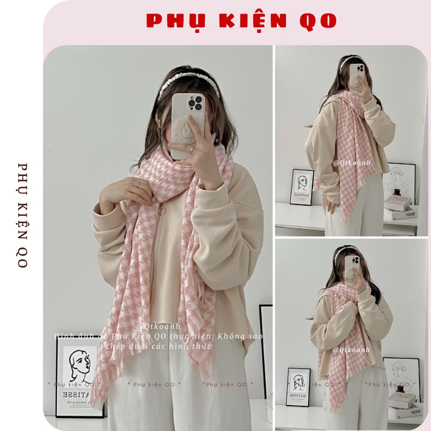 [FREESHIP đơn từ 0đ] Khăn dạ kẻ trám xinh xắn dành cho bạn gái K08
