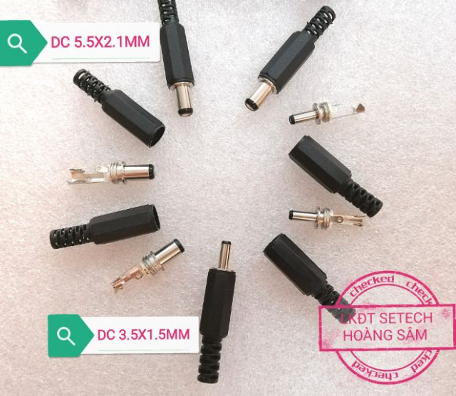 Đầu Jack cắm nguồn DC 5.5x2.1mm (đầu vàng dài,đầu đen), 5.5x2.5, 3.5x1.5mm