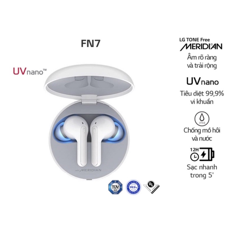 LG Tone Free HBS-FN7 -Màu Đen-Tai Nghe Không Dây Chống ồn chủ động,diệt khuẩn UV Nano