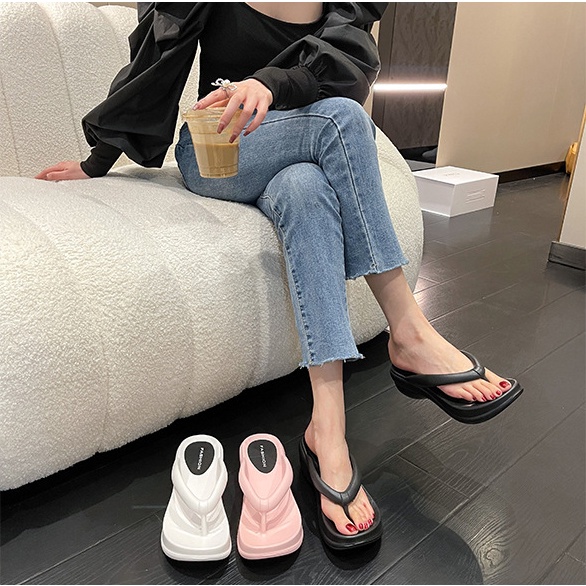 Dép Xỏ Ngón Nữ Đế Cao 5cm Cao Cấp, Dép Tông Nữ Thoải Mái Êm Chân