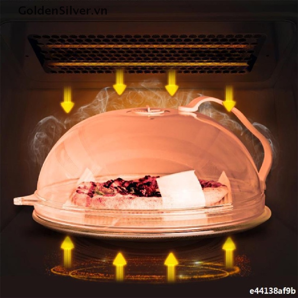 【GoldenSilver】 Microwave Food Anti-Sputtering Cover With Handle Heat Resistant Microwave Food .
