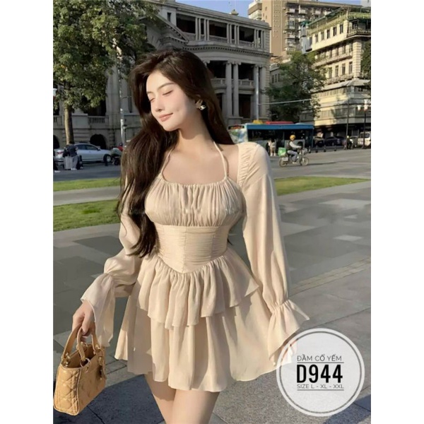 ĐẦM BIGSIZE TAY DÀI CỔ YẾM