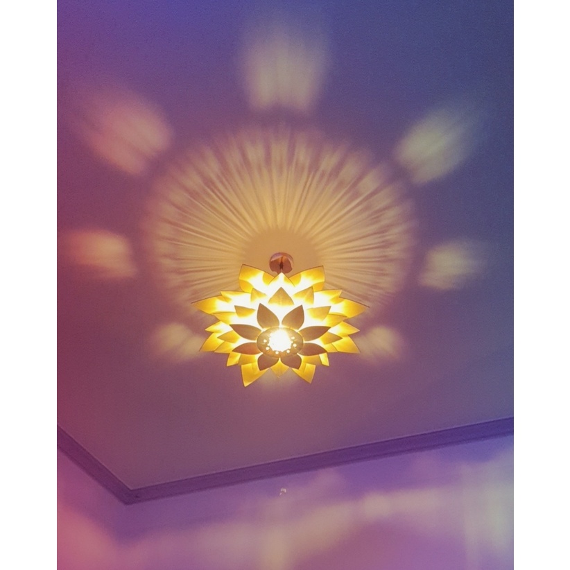 Đèn gỗ hoa sen size to 65cm