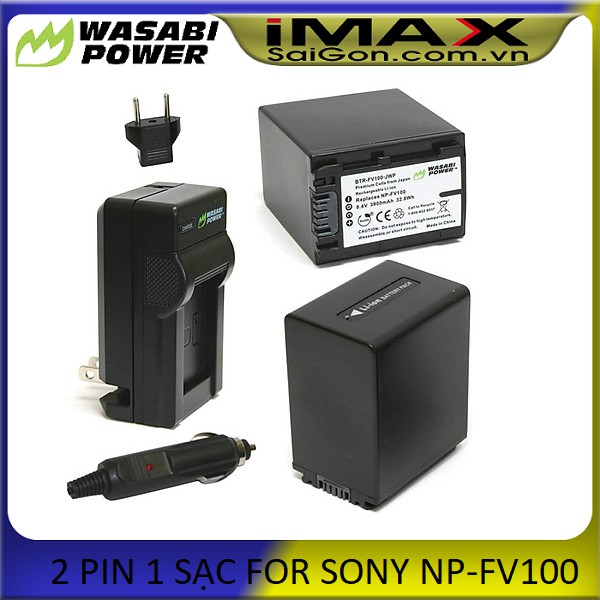 BỘ 2 PIN 1 SẠC WASABI thay thế cho SONY NP-FV100