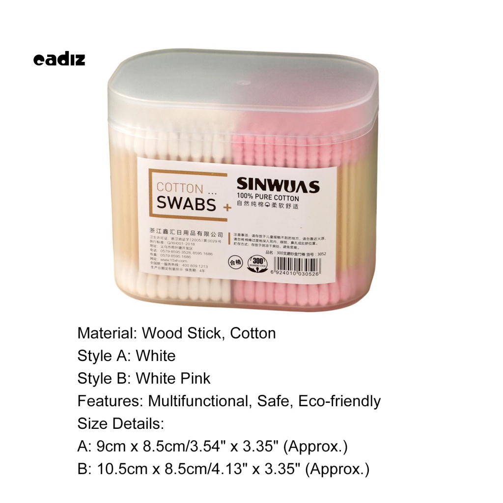 Hộp 1 Hộp 200 / 300 Tăm Bông Hai Đầu Chất Lượng Cao