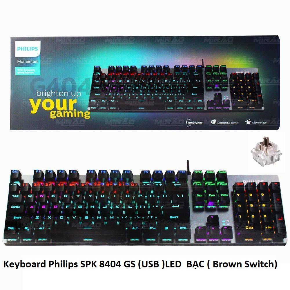 Keyboard PHILIPS SPK-8404 Đen led Chính hãng (USB - Phím cơ)