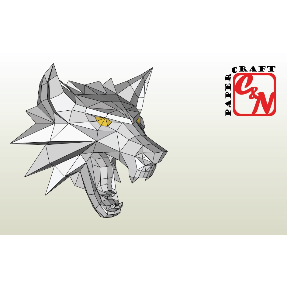 KIT MÔ HÌNH ĐẦU SÓI TREO TƯỜNG-PAPERCRAFT